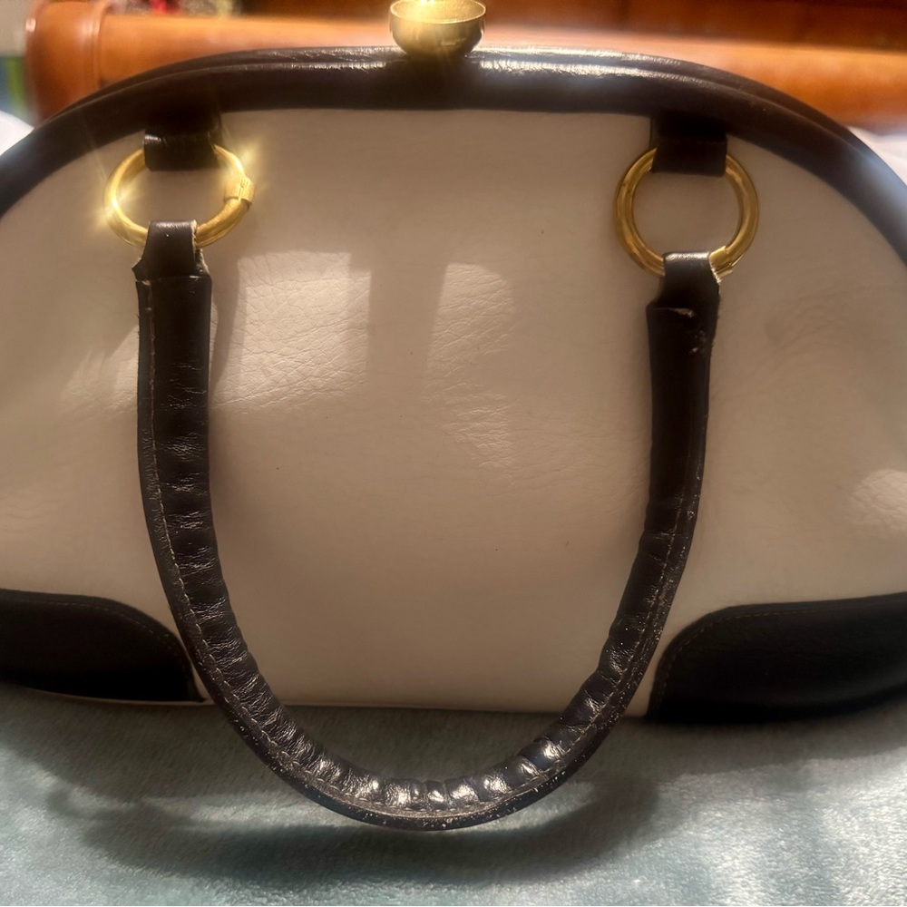 Roger Van S Vintage Bag Elegant Black and White Women's satchel Handbag